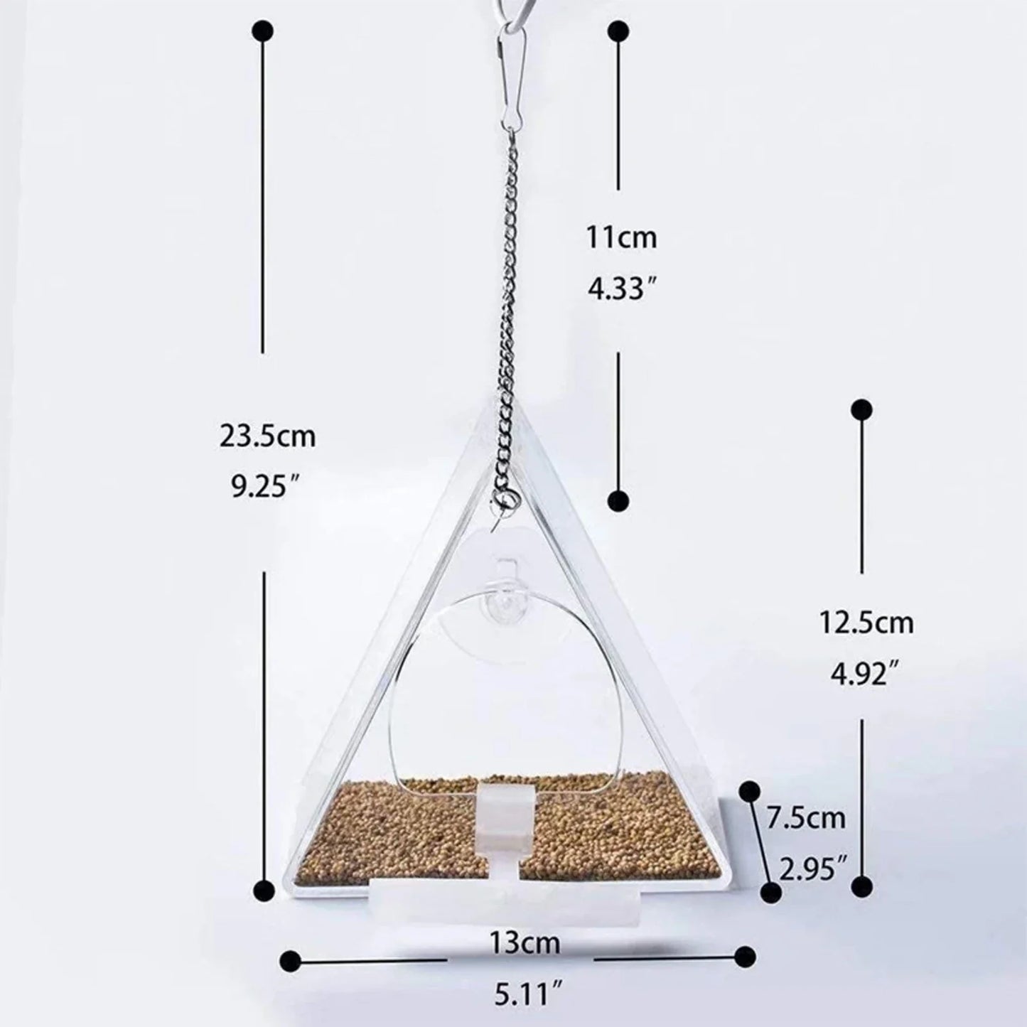 Comedouro de Pássaros Transparente em Acrílico e Metal - Resistente e Impermeável para Decorar Ambientes Internos e Externos