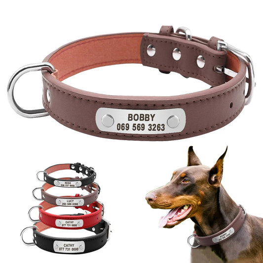 Collar Personalizado para Cães e Gatos em Couro PU com Almofada - Resistente e Durável