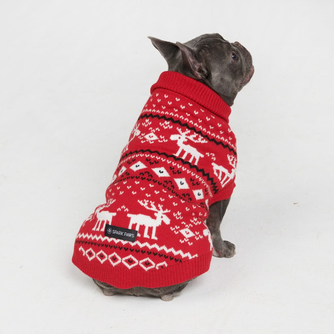 Suéter Tricotado de Natal para Cachorro - Vermelho Dasher