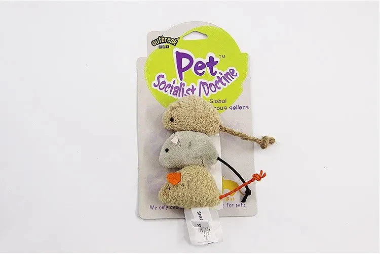 Conjunto de 3 Brinquedos Interativos de Camundongo de Pelúcia para Gatos - Resistentes e Divertidos