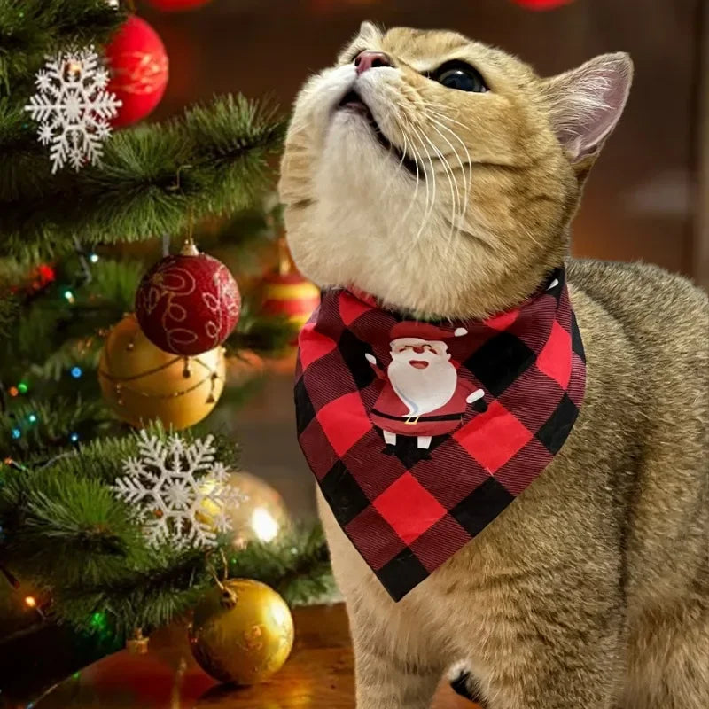 Lenço Triangular para Cães Grandes - Festa de Natal para Pets