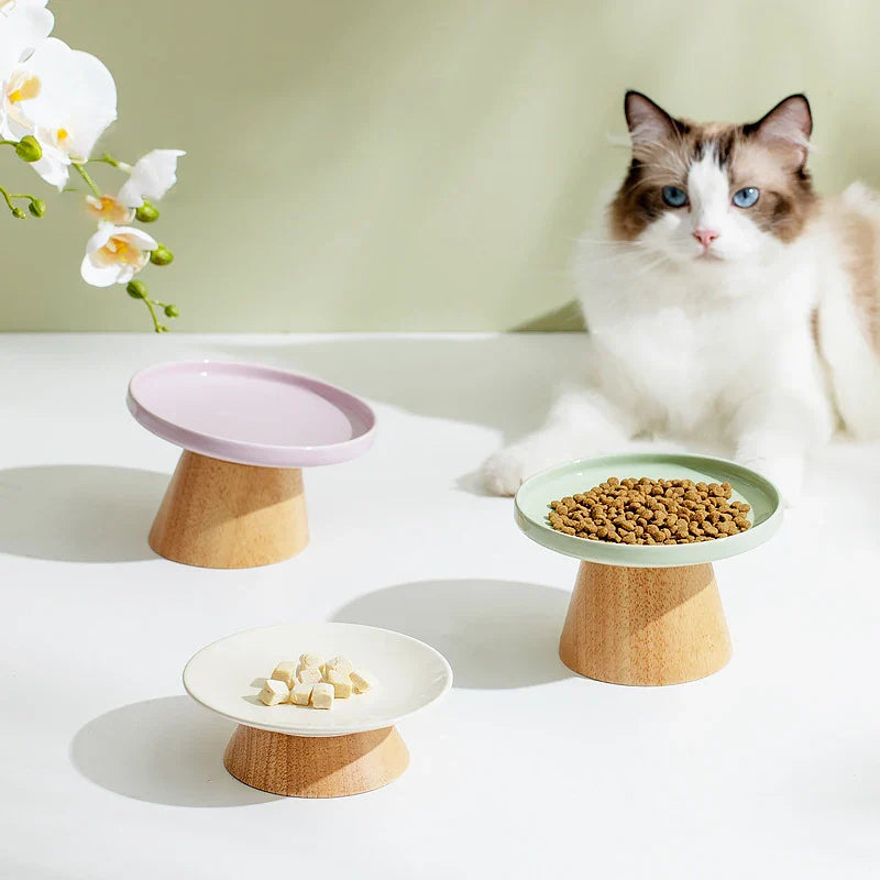 Vasilha Cerâmica Elevada para Gatos e Cães - Ideal para Comida e Água