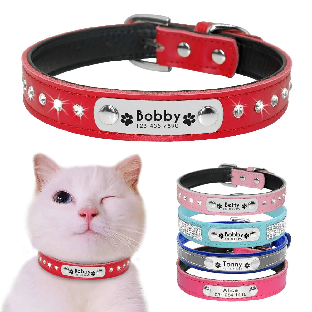 Collar Personalizado para Gatos e Pequenos Pets com Gravação Gratuita - Ajustável e Exclusivo