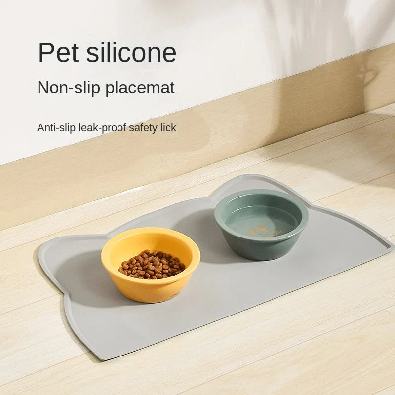 Tapete à Prova d'Água para Animais de Estimação - Silicone Antiderrapante para Alimentação e Bebedouro