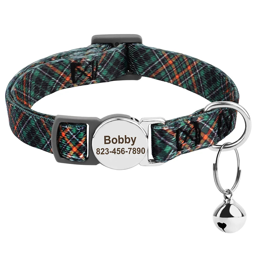 Collar Personalizado para Gatos e Cachorros com Identificação Antiperda e Sino