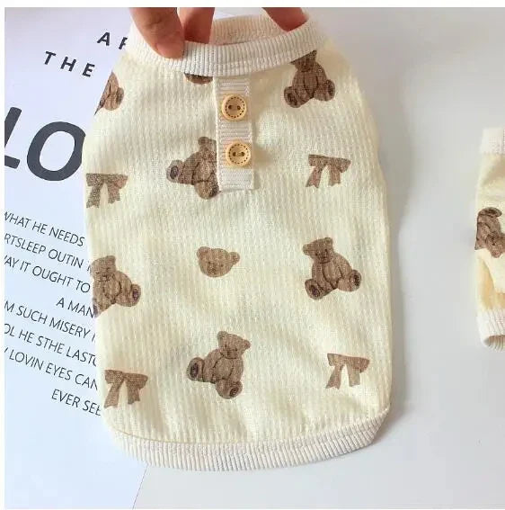 Macacão para Pets Com Design de Urso - Roupa Confortável para Primavera e Verão