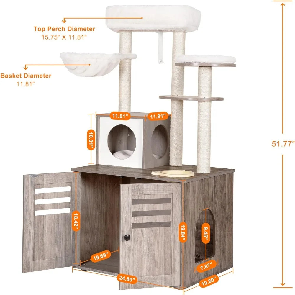 Torre Moderno de Arranhador para Gatos - Design Prático e Confortável