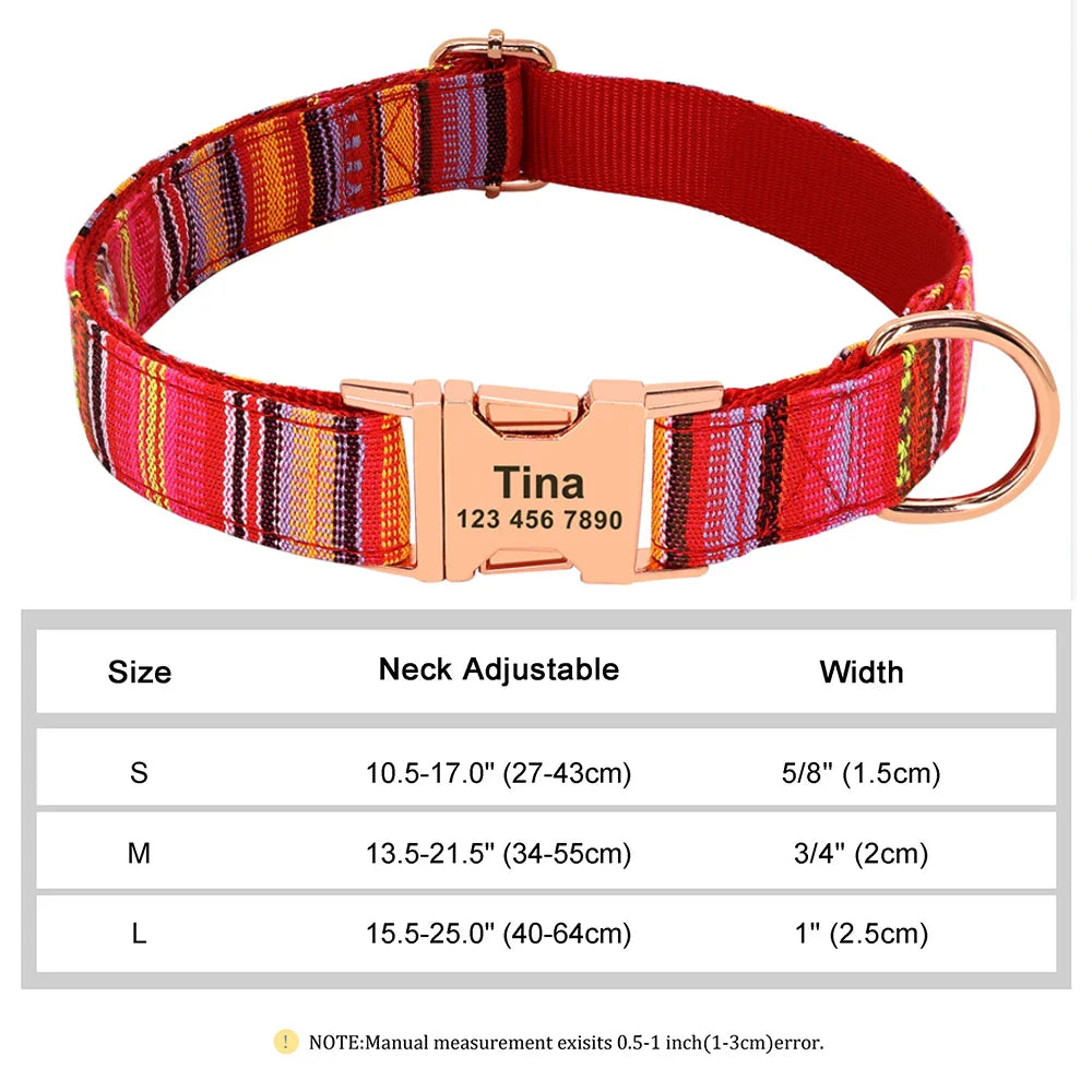 Collar Personalizado para Cães - Impressão Bonita, Nylon Durável, Nome Gravado