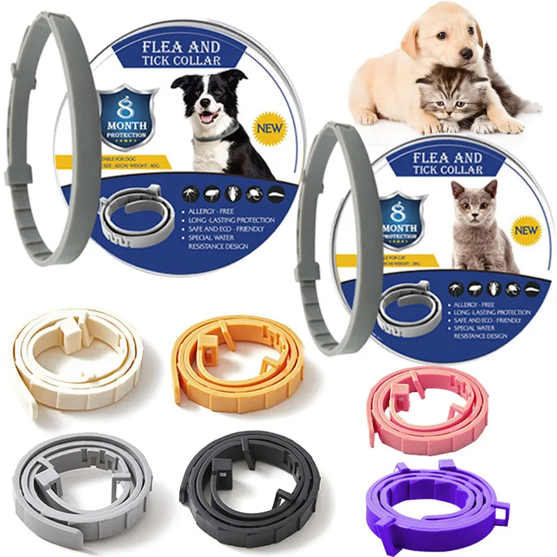 Collar Antiparasitário Ajustável para Cães e Gatos - Proteção Contra Pulgas, Mosquitos e Insetos