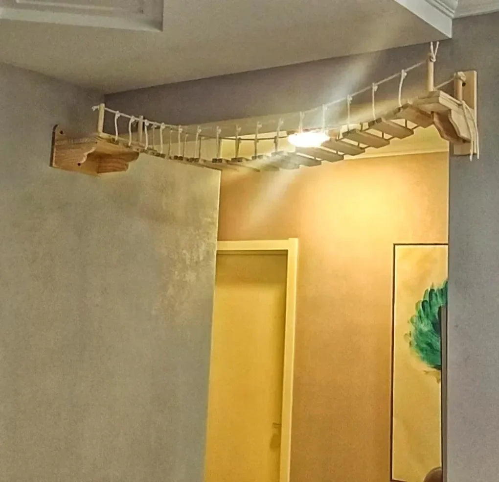 Ponte para Gato Suspensa com Arranhador e Cama Confortável - Mobiliário para Escalada