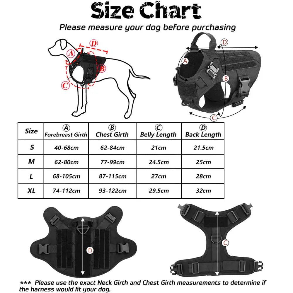 Conjunto Tático para Cães: Coleira, Peitoral e Guia para Treinamento de Cães de Grande Porte