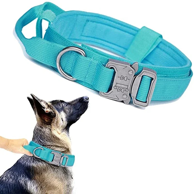 Conjunto de Coleira e Guia Tática Ajustável para Cães - Acessórios de Treinamento Resistente