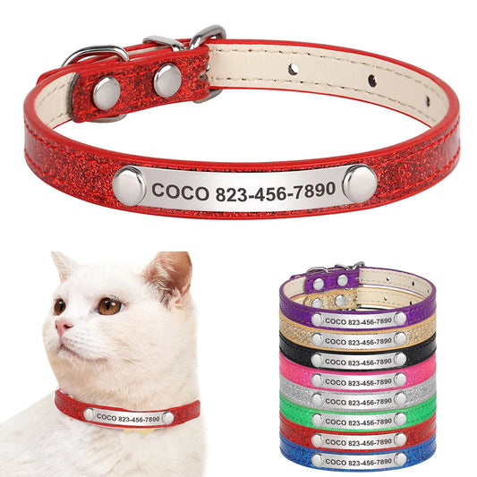 Colar Personalizado para Gatos e Cães Pequenos com Placa de Identificação