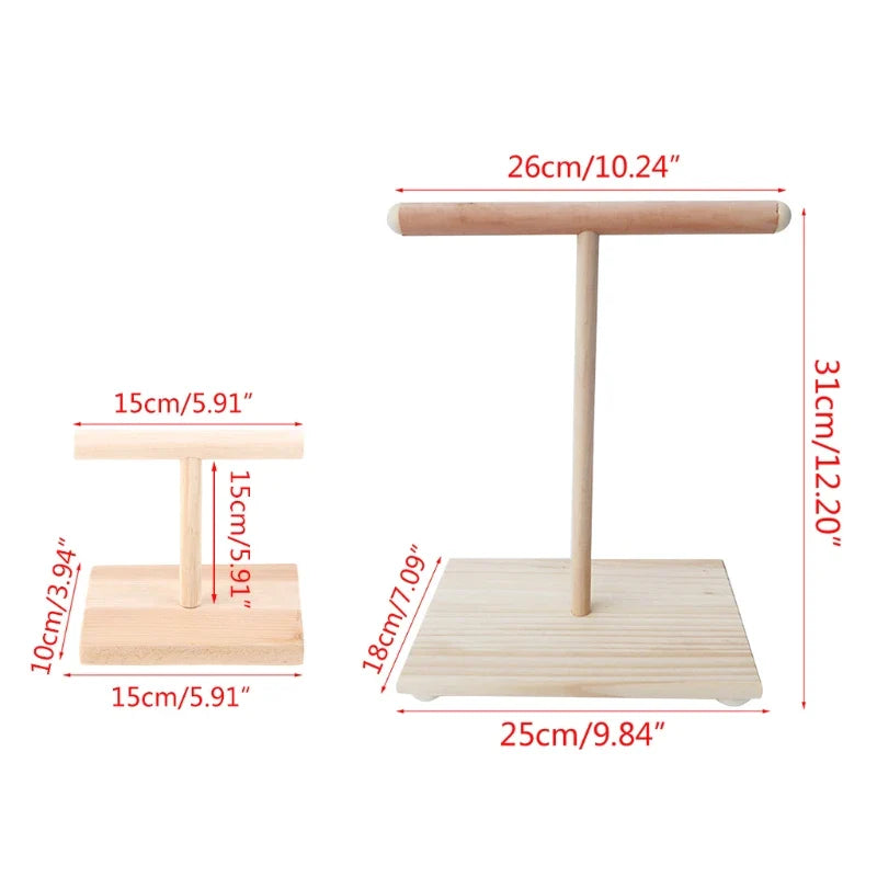 Poleiro de Madeira para Pássaros - Plataforma de Treinamento e Brinquedo para Aves