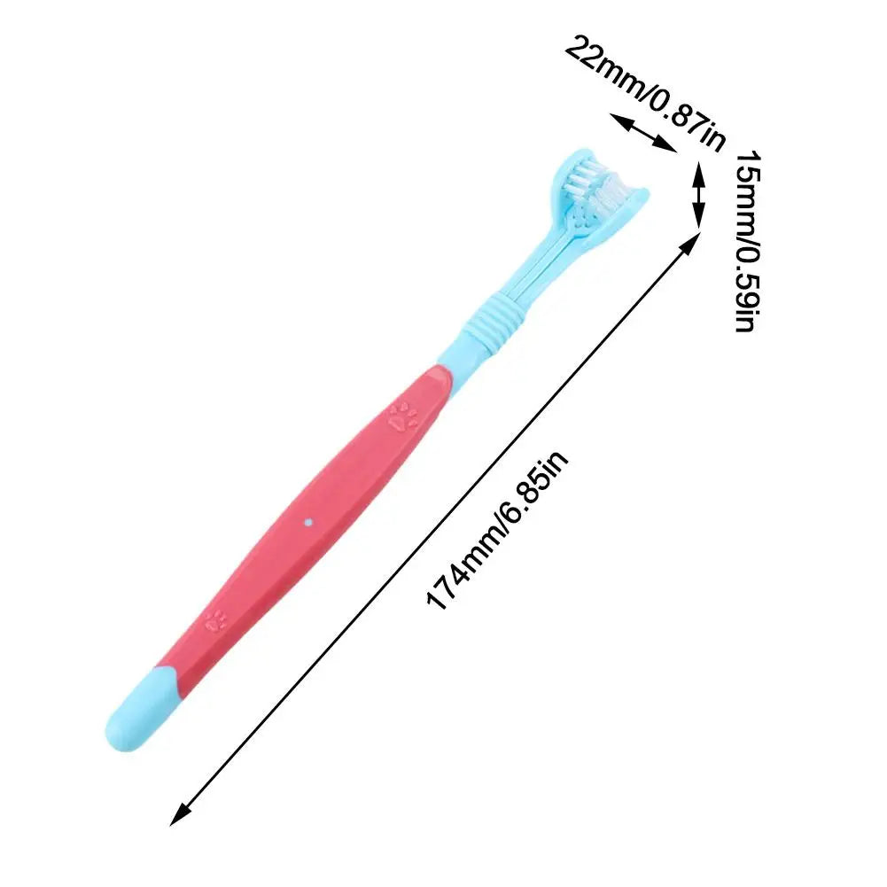 Escova de Dentes 3 Lados para Cães e Gatos - Ferramenta de Higiene Oral