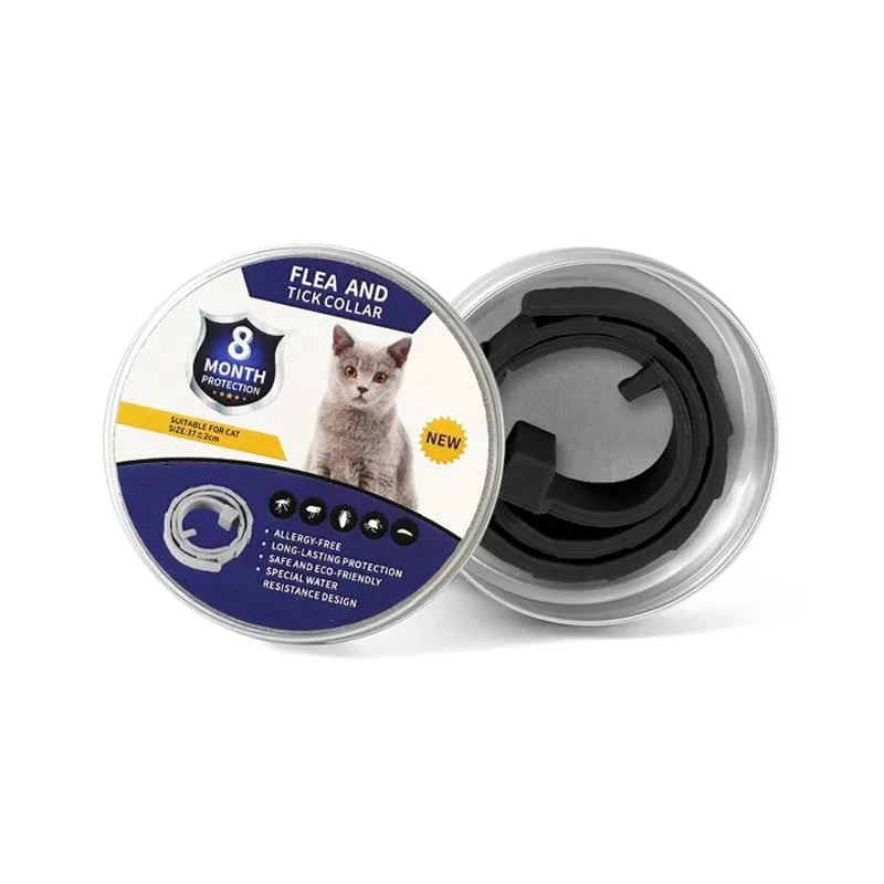 Collar Antiparasitário Ajustável para Cães e Gatos - Proteção Contra Pulgas, Mosquitos e Insetos