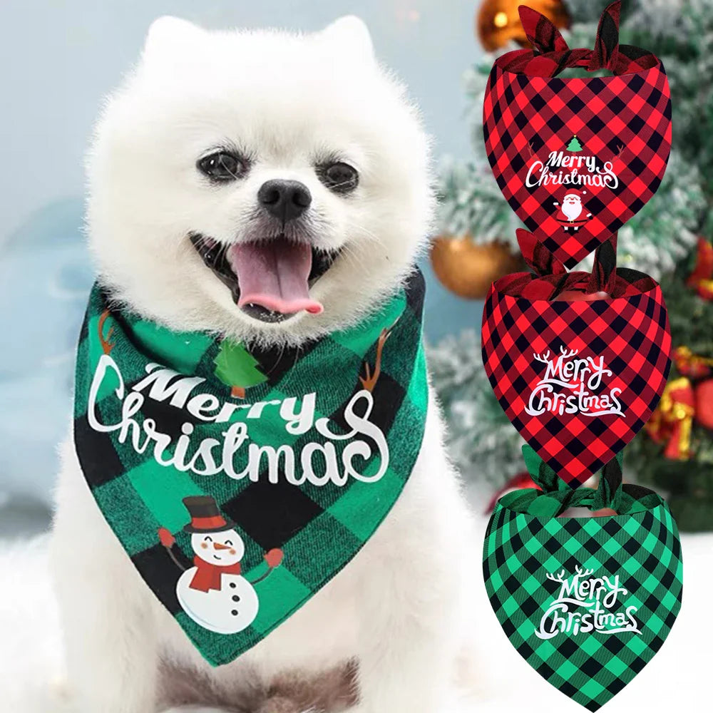 Lenço Triangular para Cães Grandes - Festa de Natal para Pets