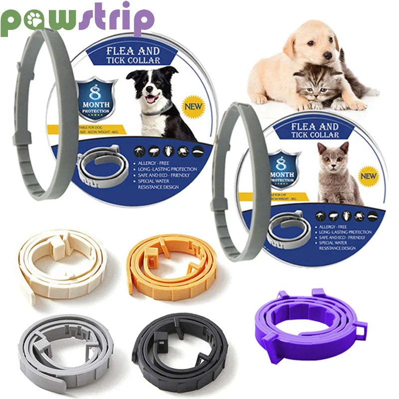 Collar Antiparasitário Ajustável para Cães e Gatos - Proteção Contra Pulgas, Mosquitos e Insetos