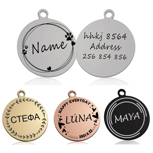 Tag de Identificação Personalizada para Gatos e Cachorros - Colar com Pendante Gravado