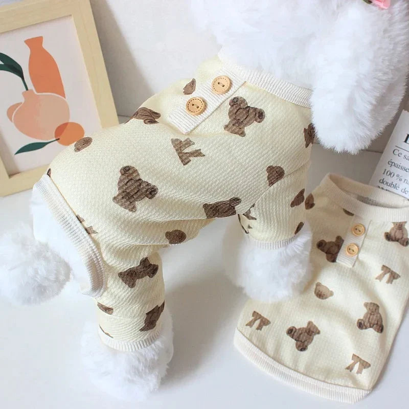 Macacão para Pets Com Design de Urso - Roupa Confortável para Primavera e Verão