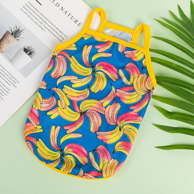 Colete Ultra Fino para Cães - Roupas Respiráveis para Verão com Estampa Frutal