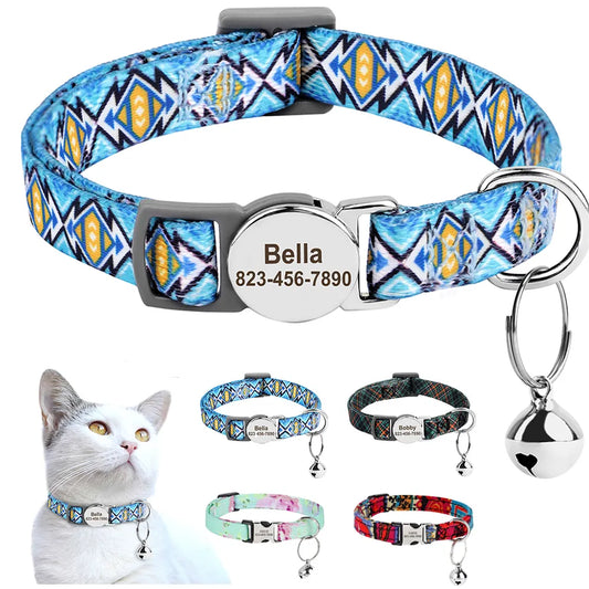 Collar Personalizado para Gatos e Cachorros com Identificação Antiperda e Sino