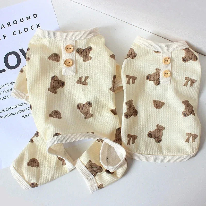 Macacão para Pets Com Design de Urso - Roupa Confortável para Primavera e Verão