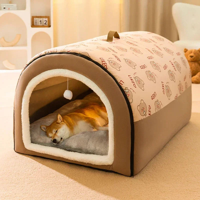 Casinha Aquecida para Cães - Cama Removível e Lavável para Conforto e Sono Profundo