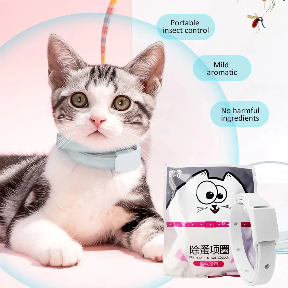 Collar Antiparasitário Ajustável para Gatos e Cães: Proteção de 8 Meses Contra Pulgas e Carrapatos