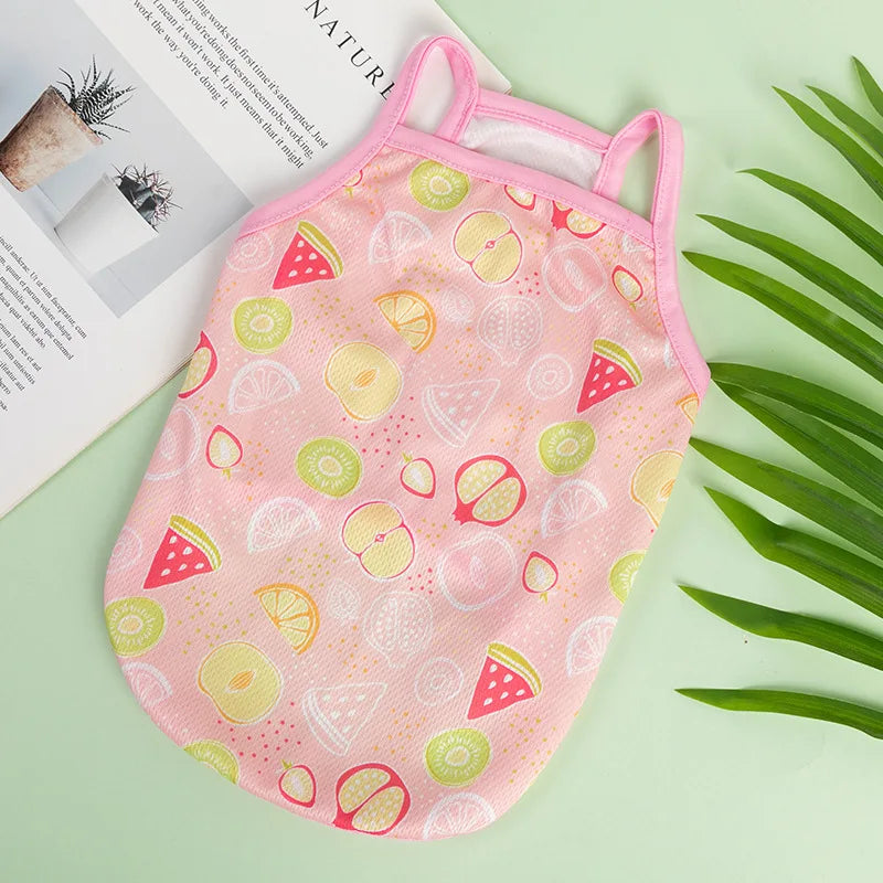 Colete Ultra Fino para Cães - Roupas Respiráveis para Verão com Estampa Frutal