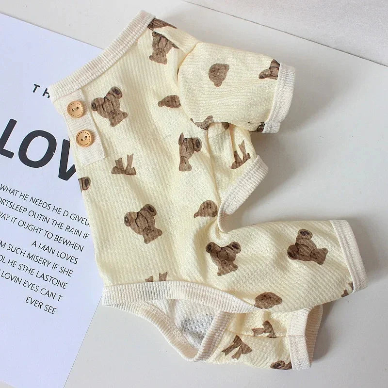 Macacão para Pets Com Design de Urso - Roupa Confortável para Primavera e Verão