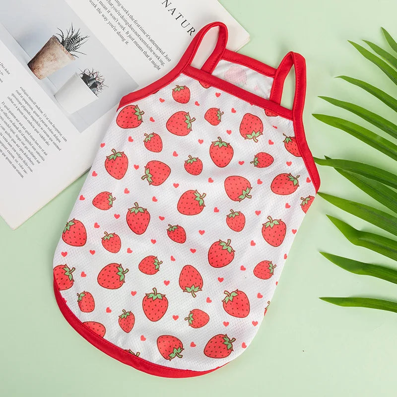 Colete Ultra Fino para Cães - Roupas Respiráveis para Verão com Estampa Frutal