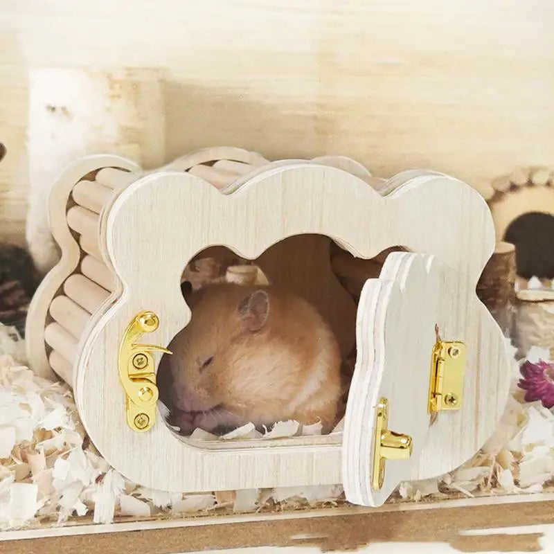 Refúgio de Madeira para Hamsters - Casa em Forma de Nuvem para Pequenos Animais