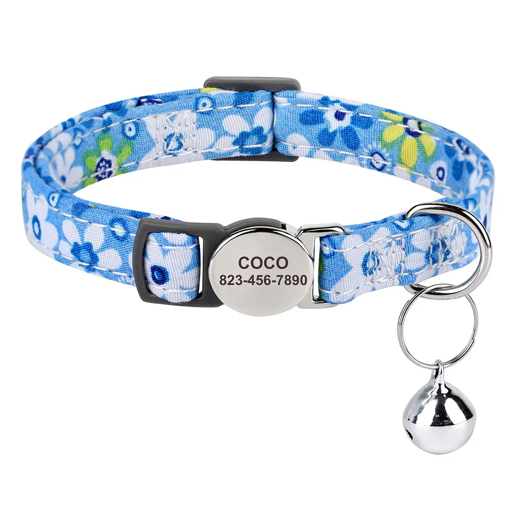 Collar Personalizado para Gatos e Cachorros com Identificação Antiperda e Sino