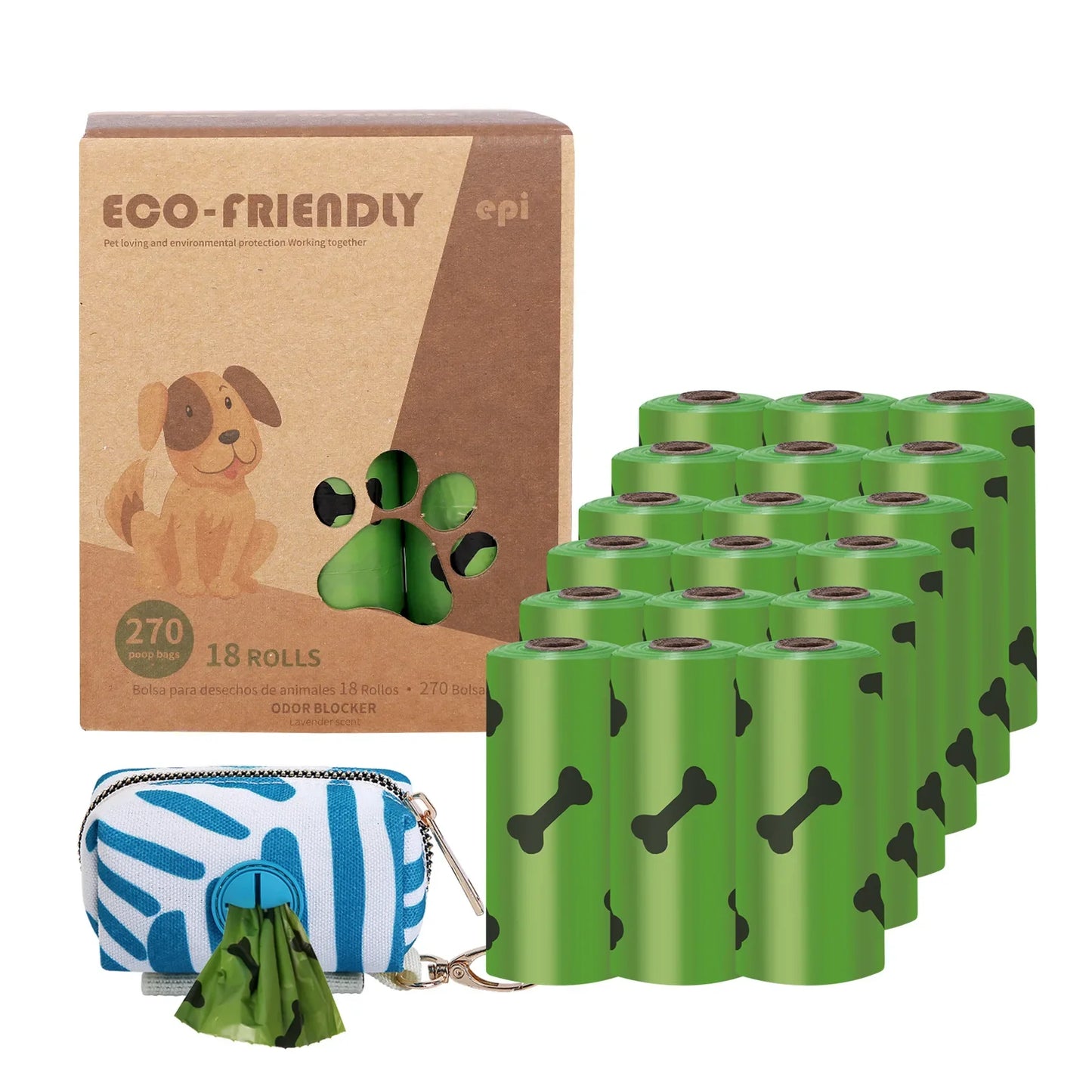 Sacos Biodegradáveis para Fezes de Cachorro com Dispenser - Suprimentos Ecológicos para Limpeza de Pets