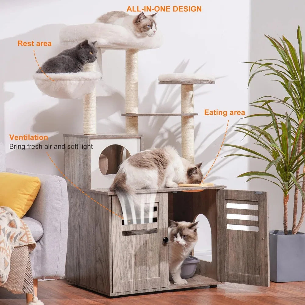 Torre Moderno de Arranhador para Gatos - Design Prático e Confortável