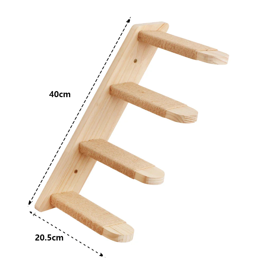 Prateleiras para Gatos de Parede com Poste Arranhador e Escadas para Escalada