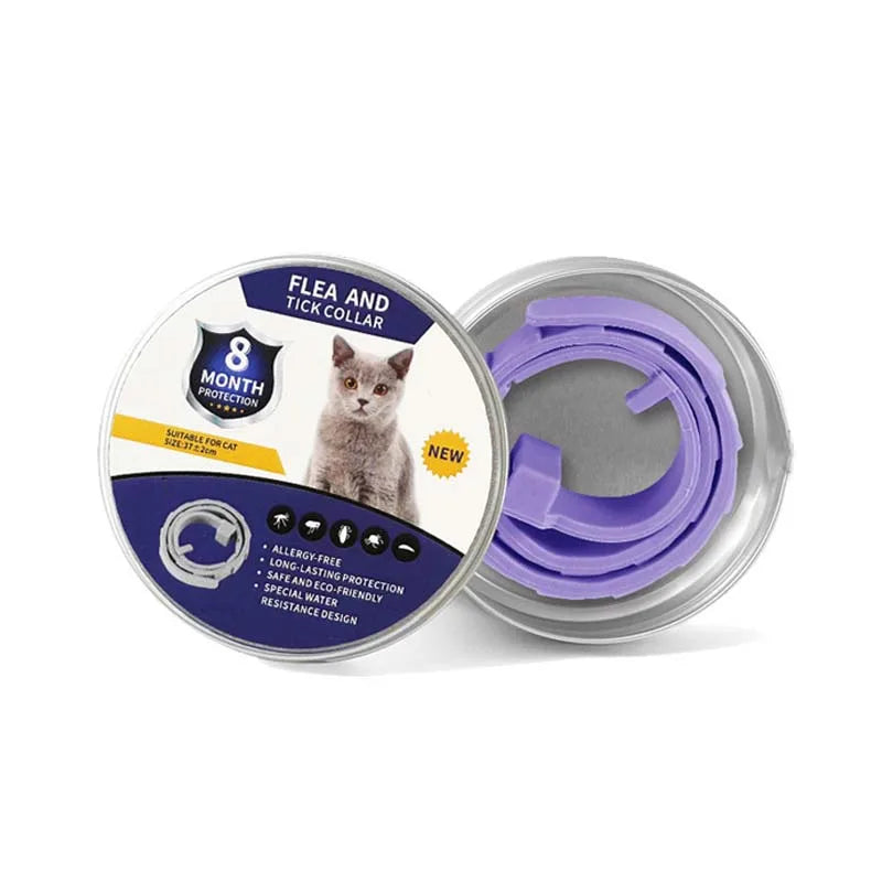 Collar Antiparasitário Ajustável para Cães e Gatos - Proteção Contra Pulgas, Mosquitos e Insetos