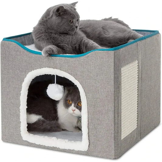 Cama para Gato com Bolinha Peluda Suspensa