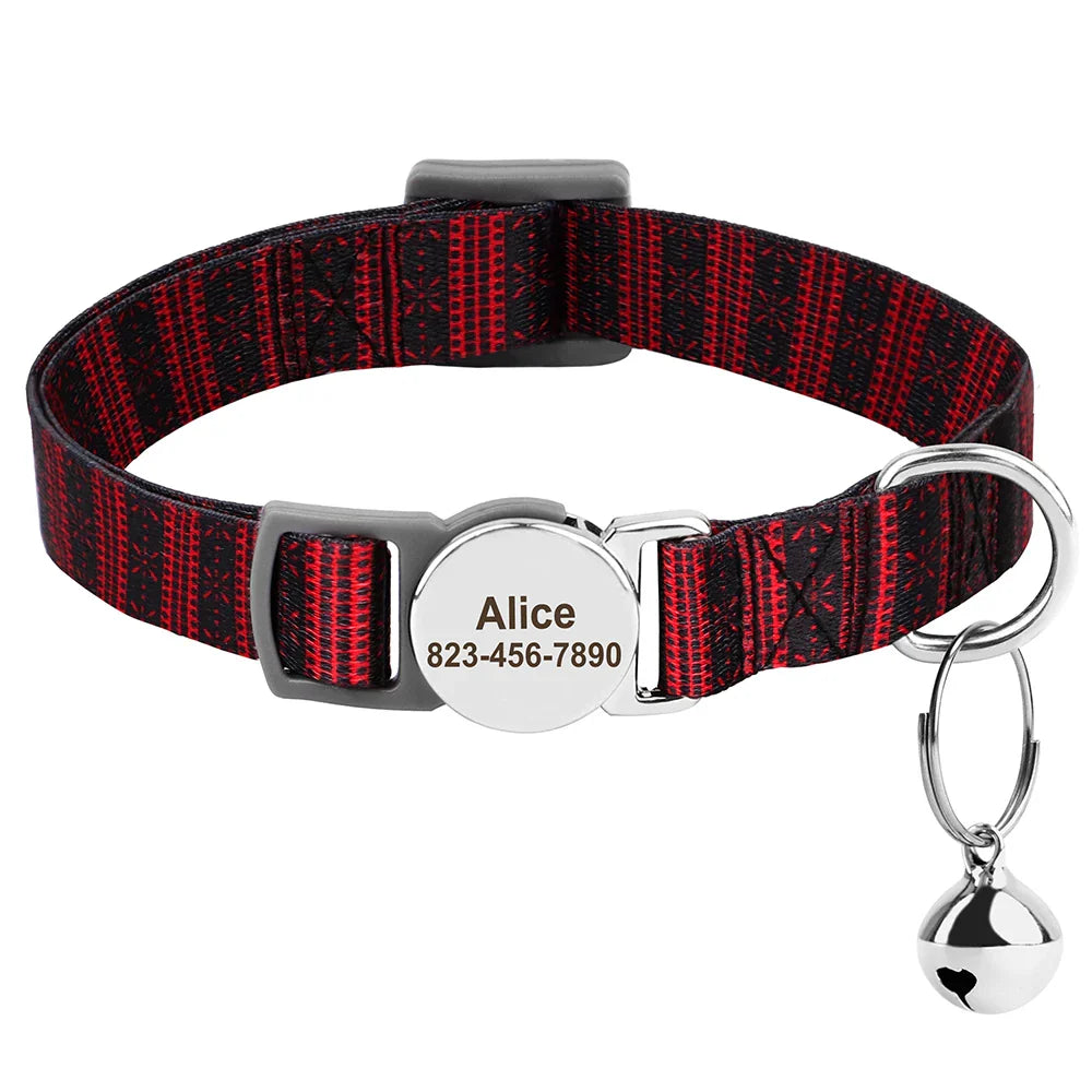 Collar Personalizado para Gatos e Cachorros com Identificação Antiperda e Sino