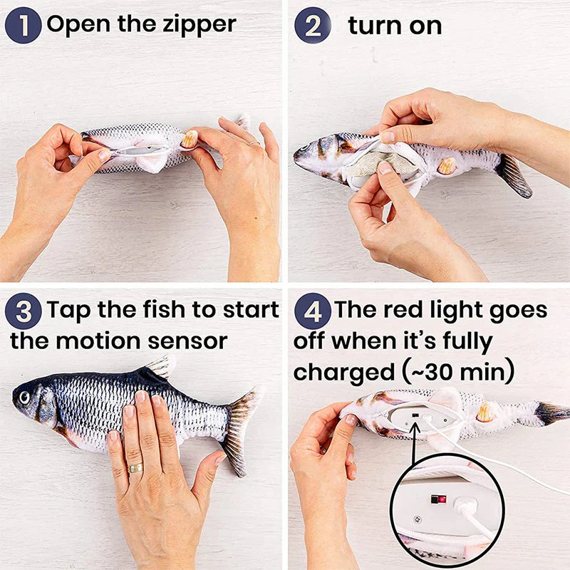 Peixe Interativo com Carregamento USB para Treinamento