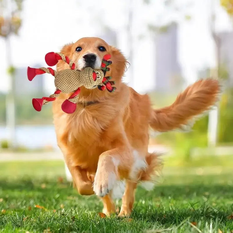 Brinquedo de Pelúcia Squeaky para Cães e Gatos - Divertido e Interativo para o Natal