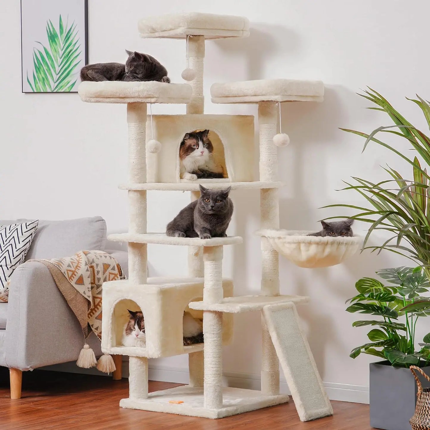 Árvore Para Gatos Grande - Torre Interna Para Conforto e Brincadeira