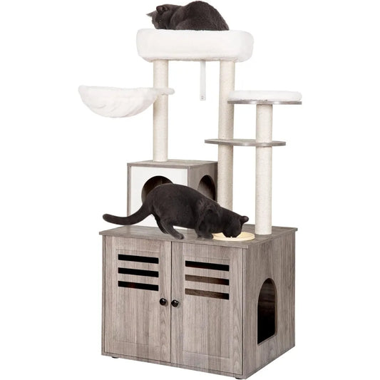 Torre Moderno de Arranhador para Gatos - Design Prático e Confortável