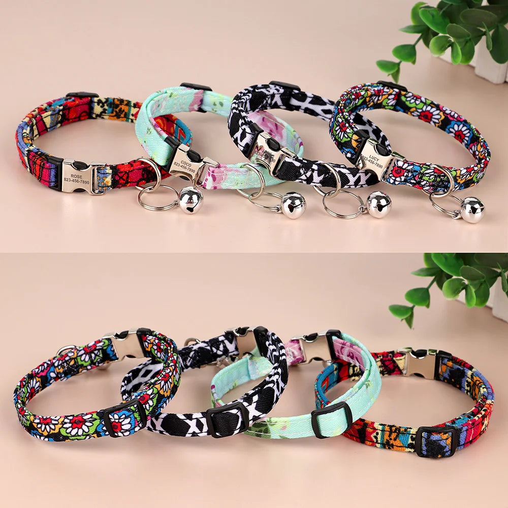 Collar Personalizado para Gatos e Cachorros com Identificação Antiperda e Sino