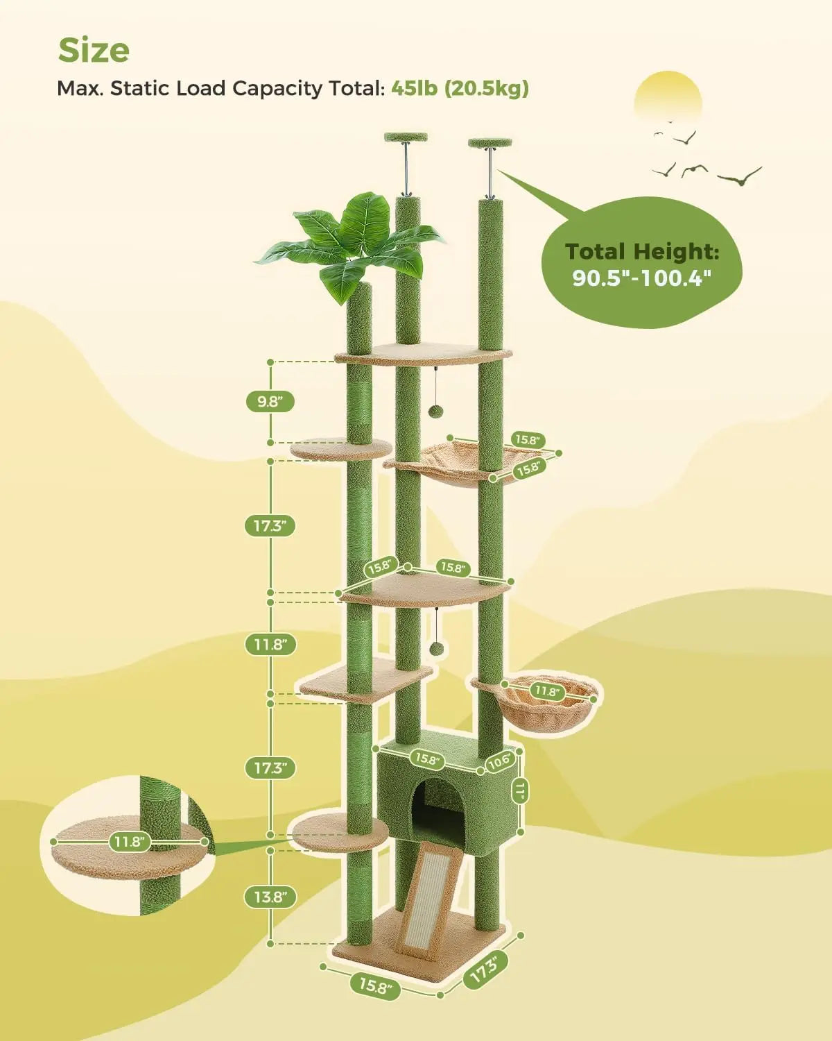 Torre para Gatos Ajustável do Chão ao Teto