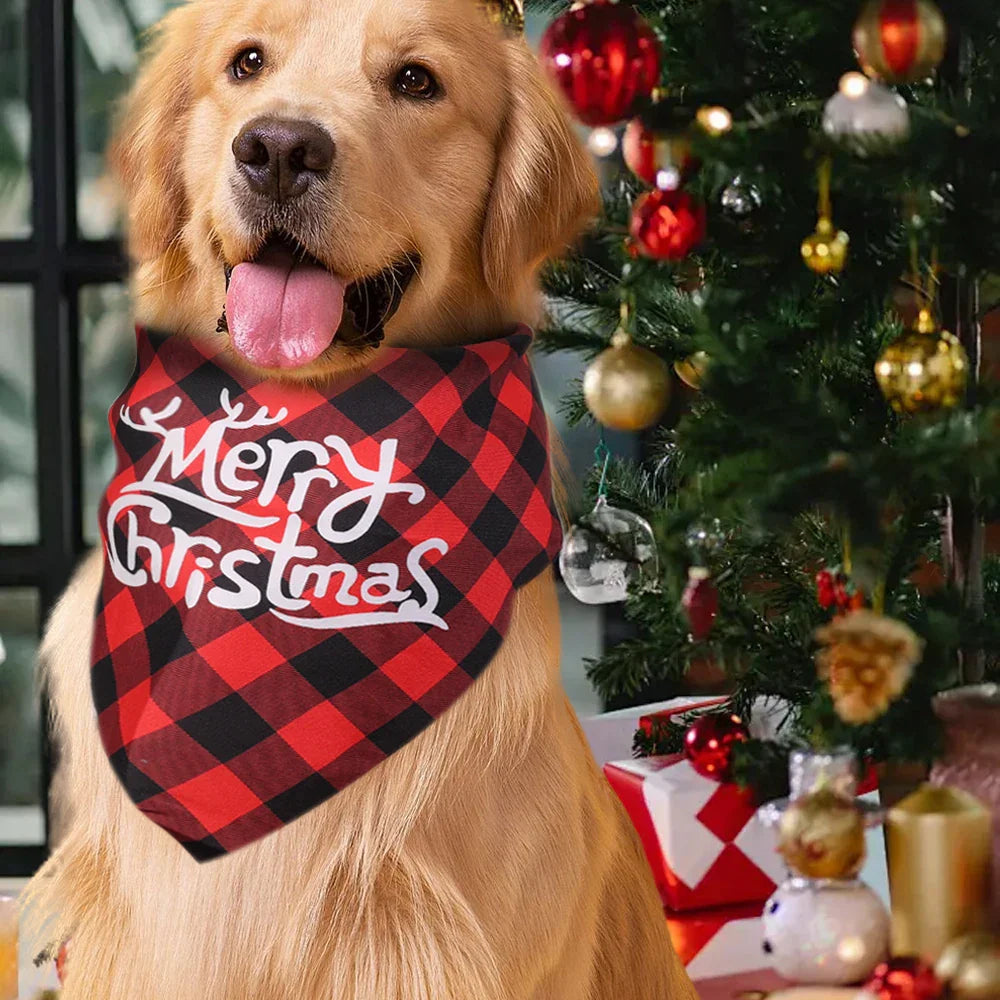 Lenço Triangular para Cães Grandes - Festa de Natal para Pets