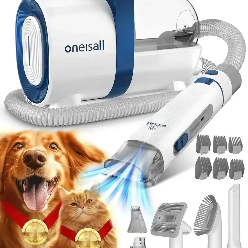 Aspirador e Kit de Grooming para Cães com Cortador de Pelos e Lixador de Unhas