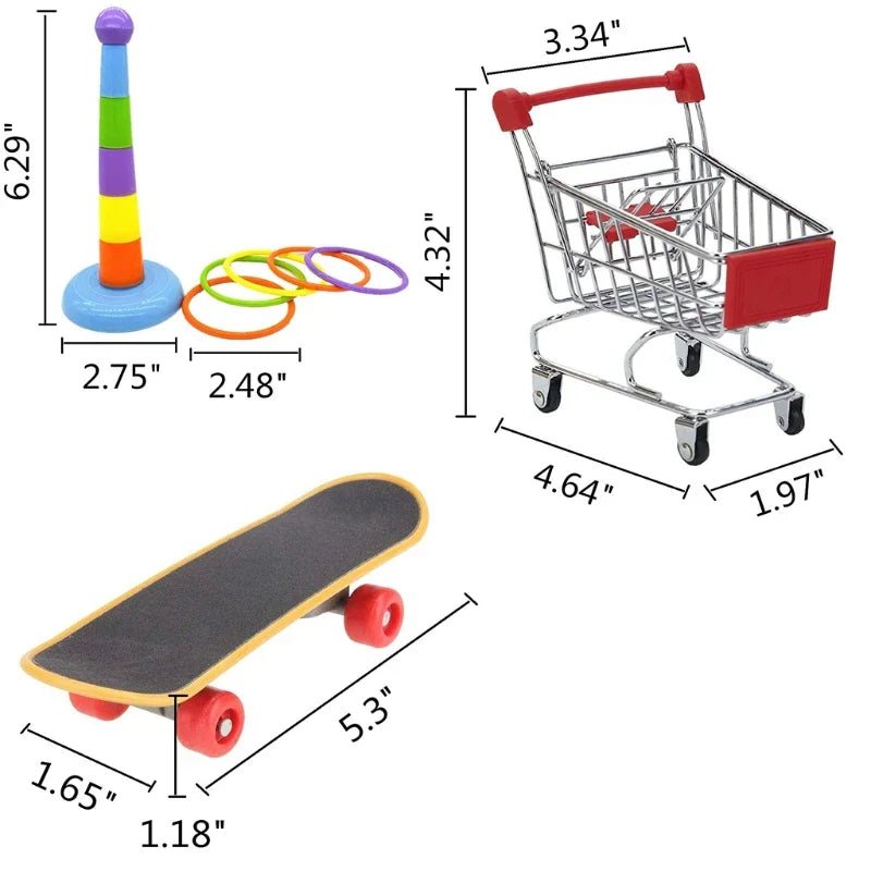 Conjunto de Brinquedos para Papagaios: 4 Tipos com Basquete, Skate, Transporte e Bouncer