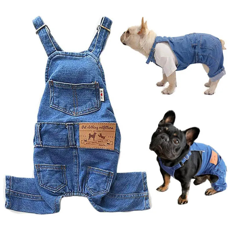 Macacão Jeans para Cães: Conforto e Estilo para Bulldogs e Filhotes